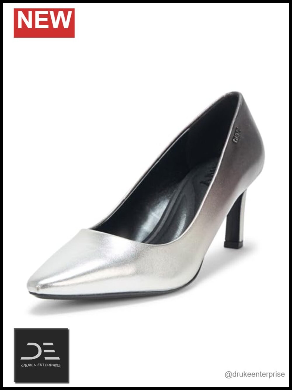 Faux Leather Pointed Toe Mid Heel Stiletto Pump